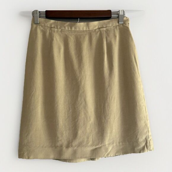 Banana Republic Dresses & Skirts - Banana Republic Y2K Khaki 100% Silk Short Mini Skirt Academia Preppy Casual Sz 6
